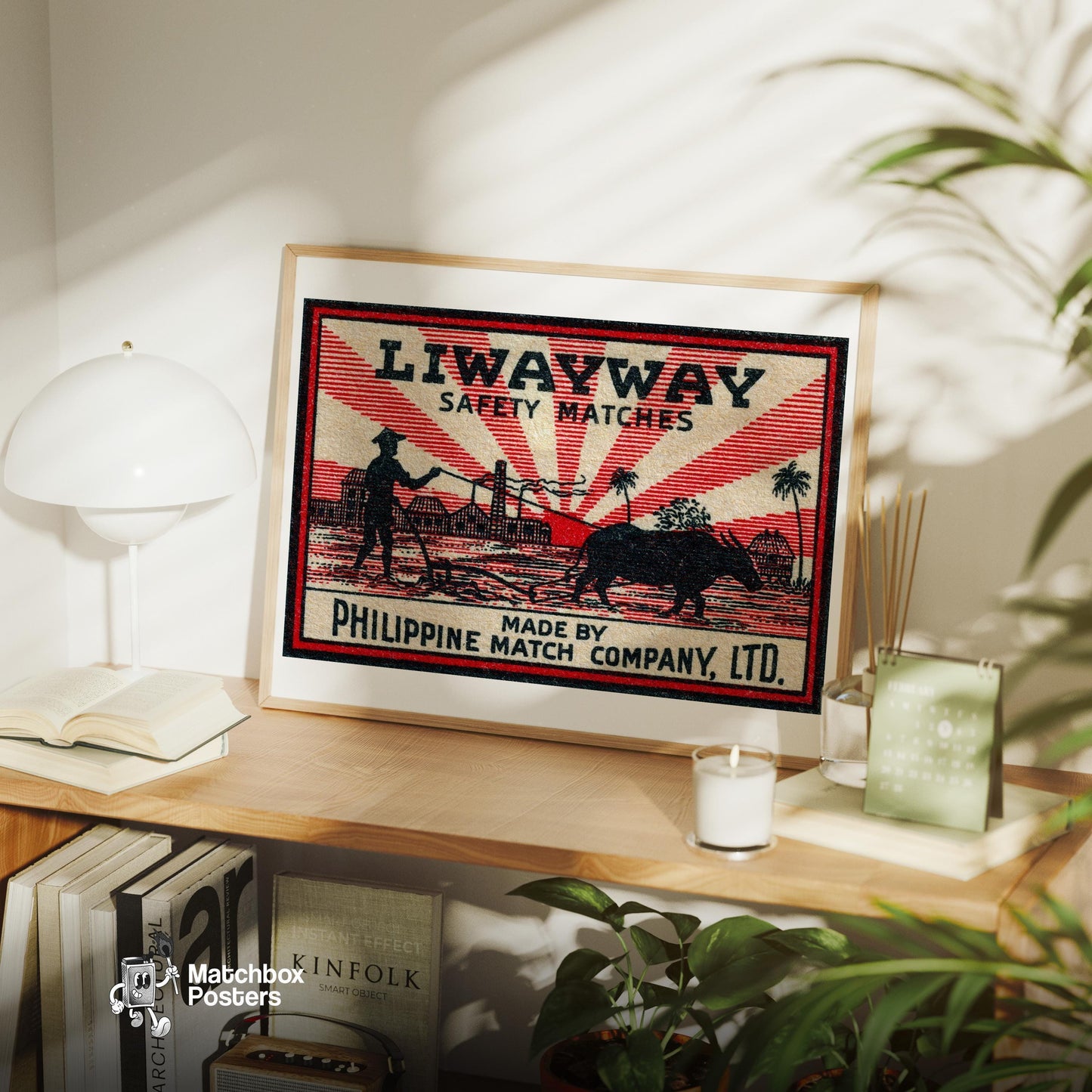 Farmer and Carabao - vintage matchbox label print - office wall