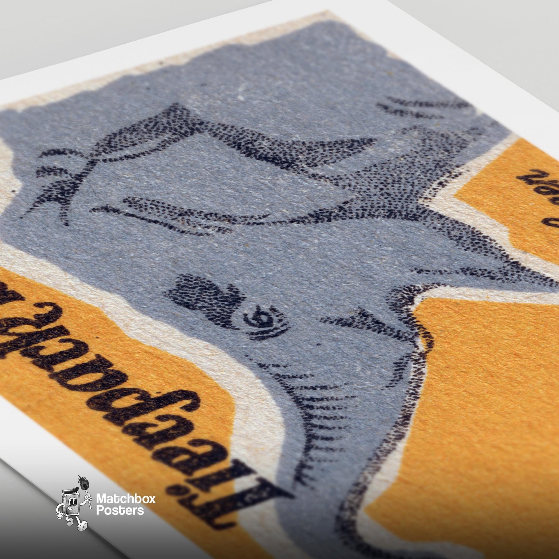 Orange Elephant - vintage matchbox label print - close-up detail
