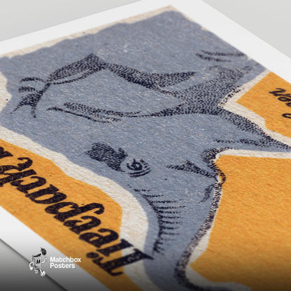 Orange Elephant - vintage matchbox label print - close-up detail