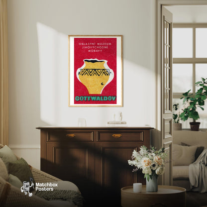 Decorative Vase - vintage matchbox label print - living room mockup