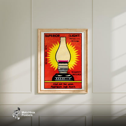 Bright Light - vintage matchbox label print - bedroom mockup
