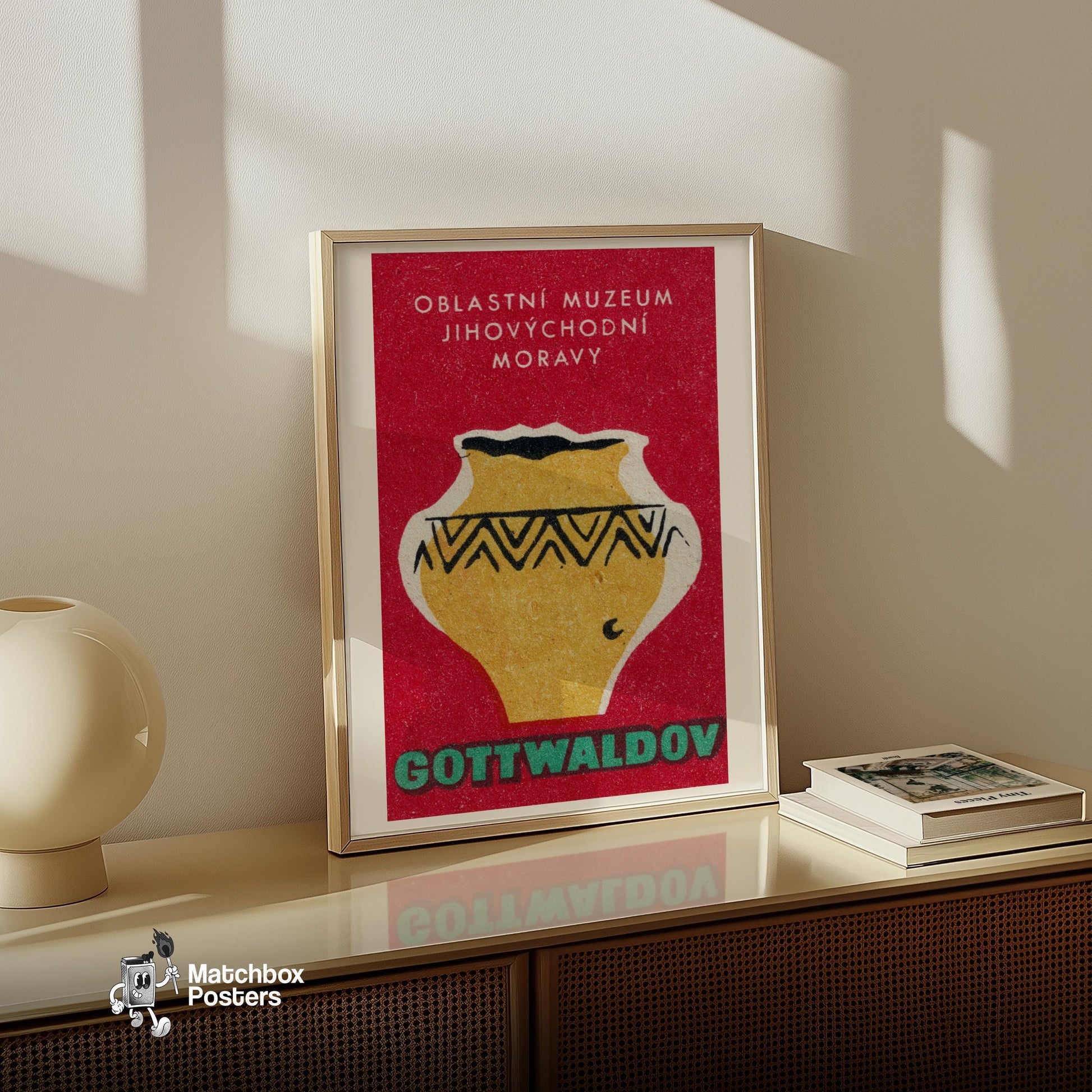 Decorative Vase - vintage matchbox label print - size comparison