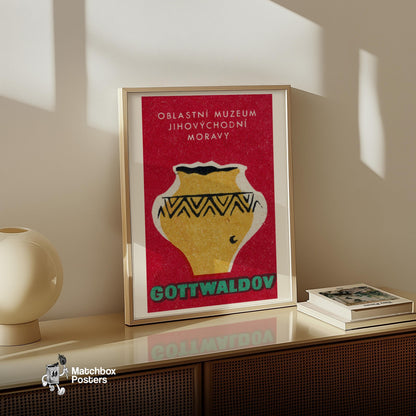 Decorative Vase - vintage matchbox label print - size comparison