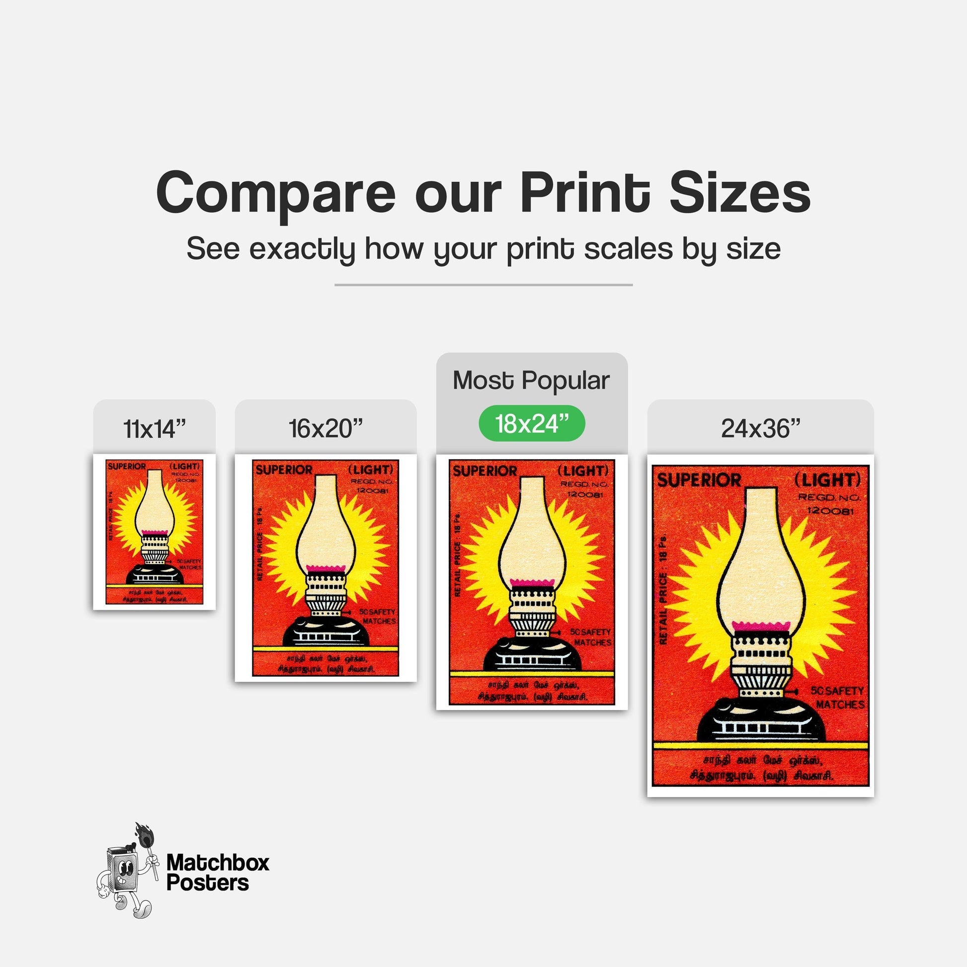 Bright Light - vintage matchbox label print - gallery wall preview