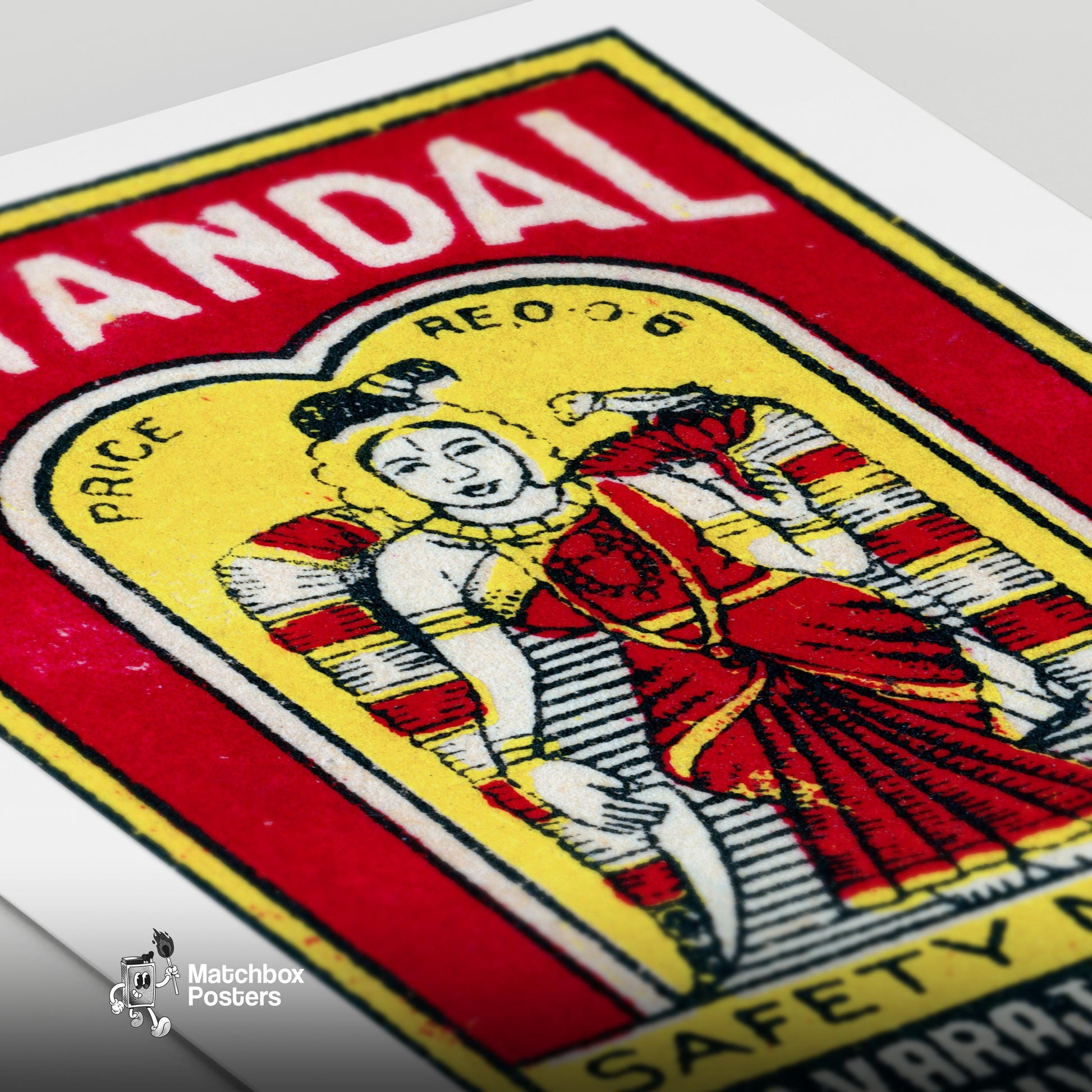 Illustration Of A Woman - vintage matchbox label print - close-up detail