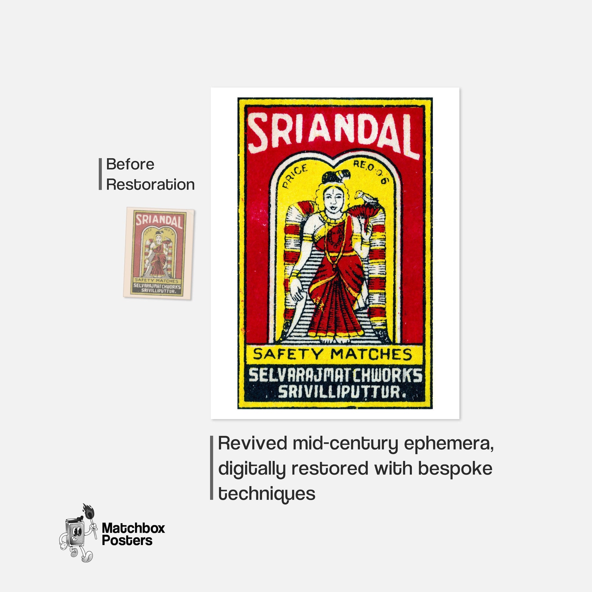 Illustration Of A Woman - vintage matchbox label print - framed wall art preview