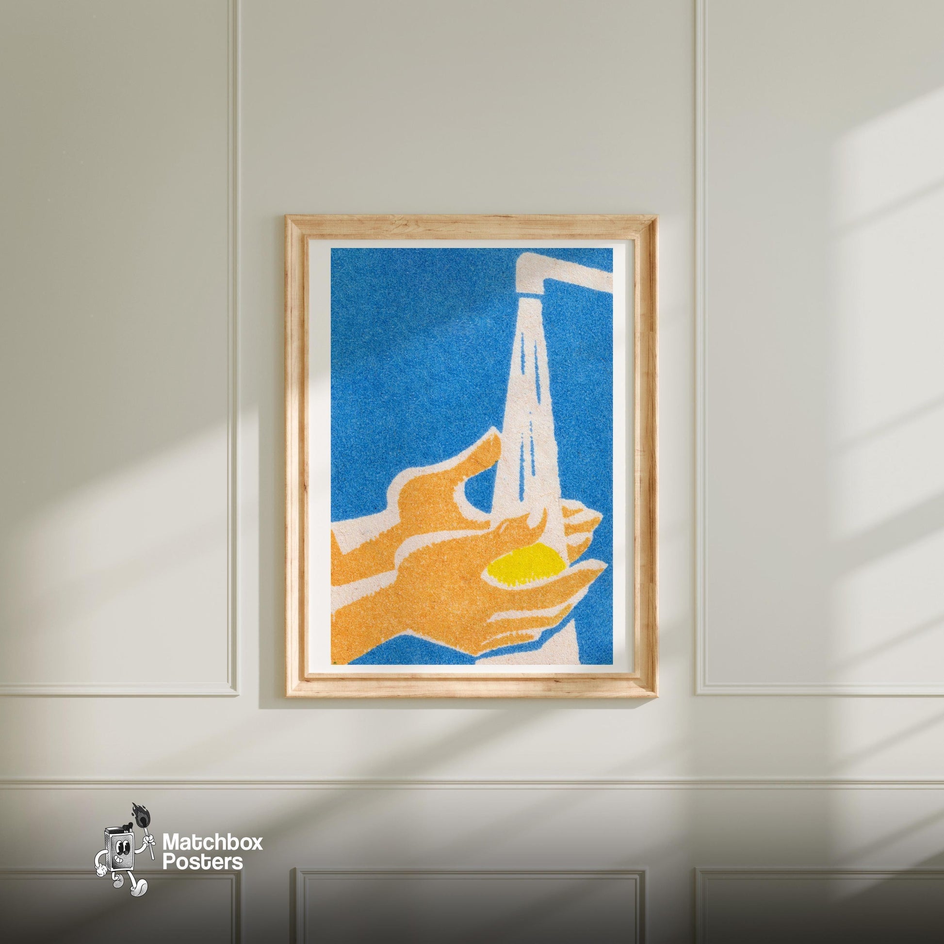 Washing Hands - vintage matchbox label print - bedroom mockup