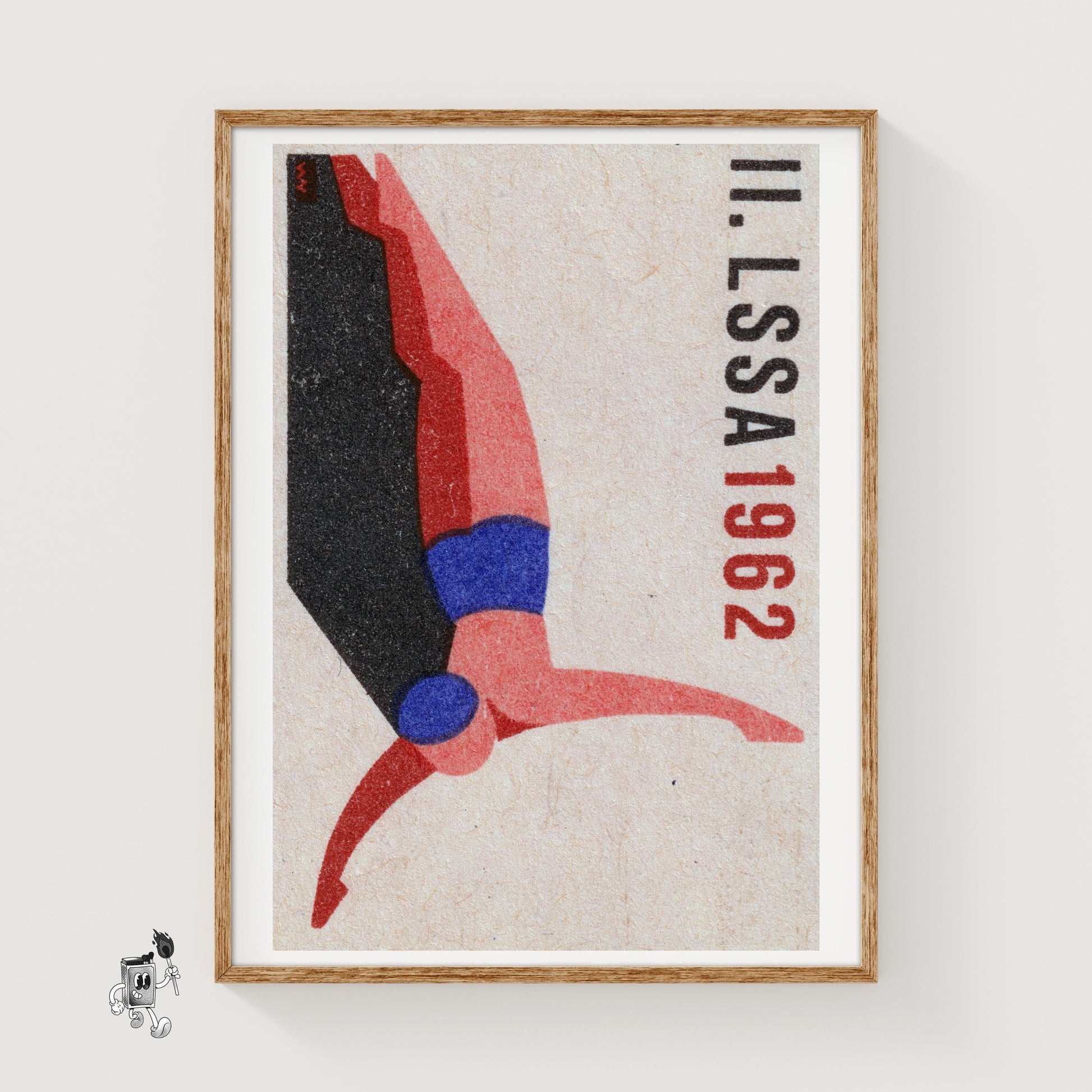 Swan Diver - vintage matchbox label print