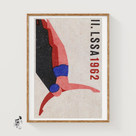 Swan Diver - vintage matchbox label print