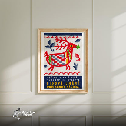 Folk Deer - vintage matchbox label print - bedroom mockup