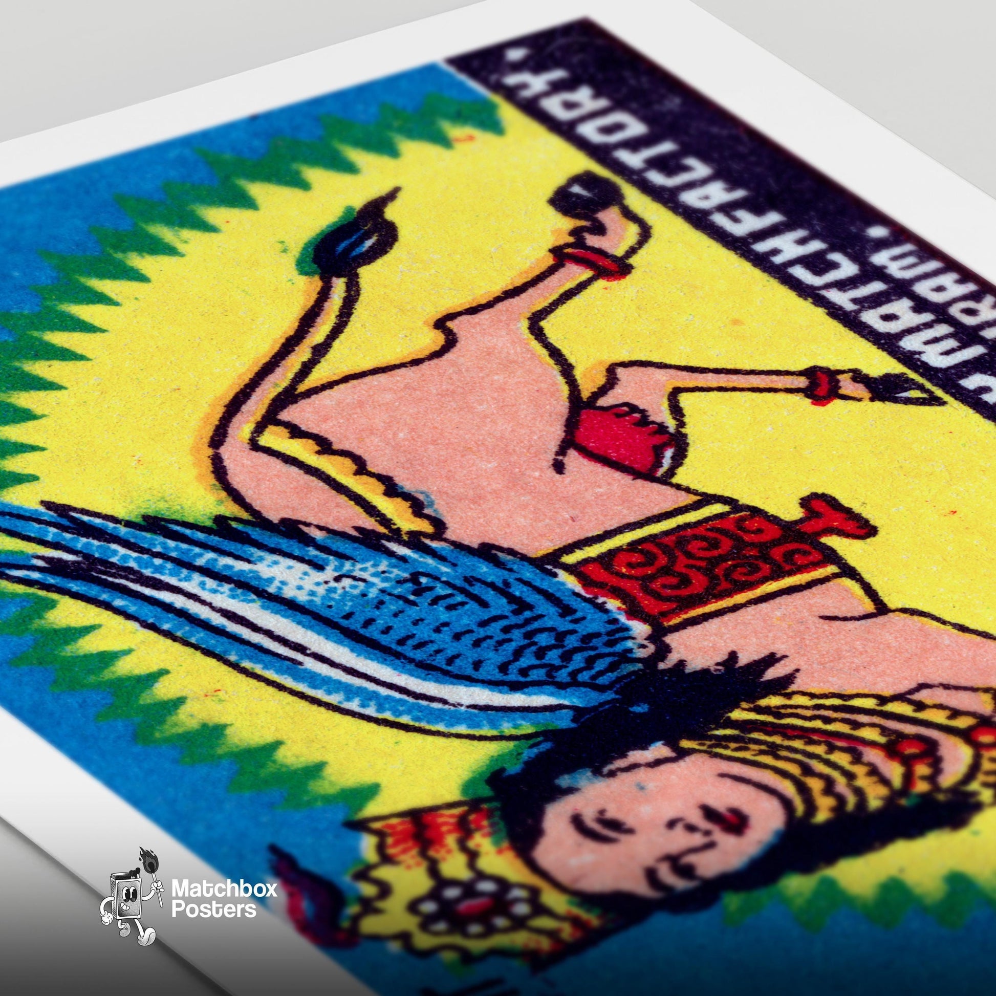 Flying Rani - vintage matchbox label print - close-up detail