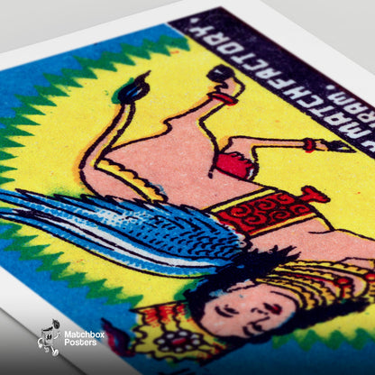Flying Rani - vintage matchbox label print - close-up detail