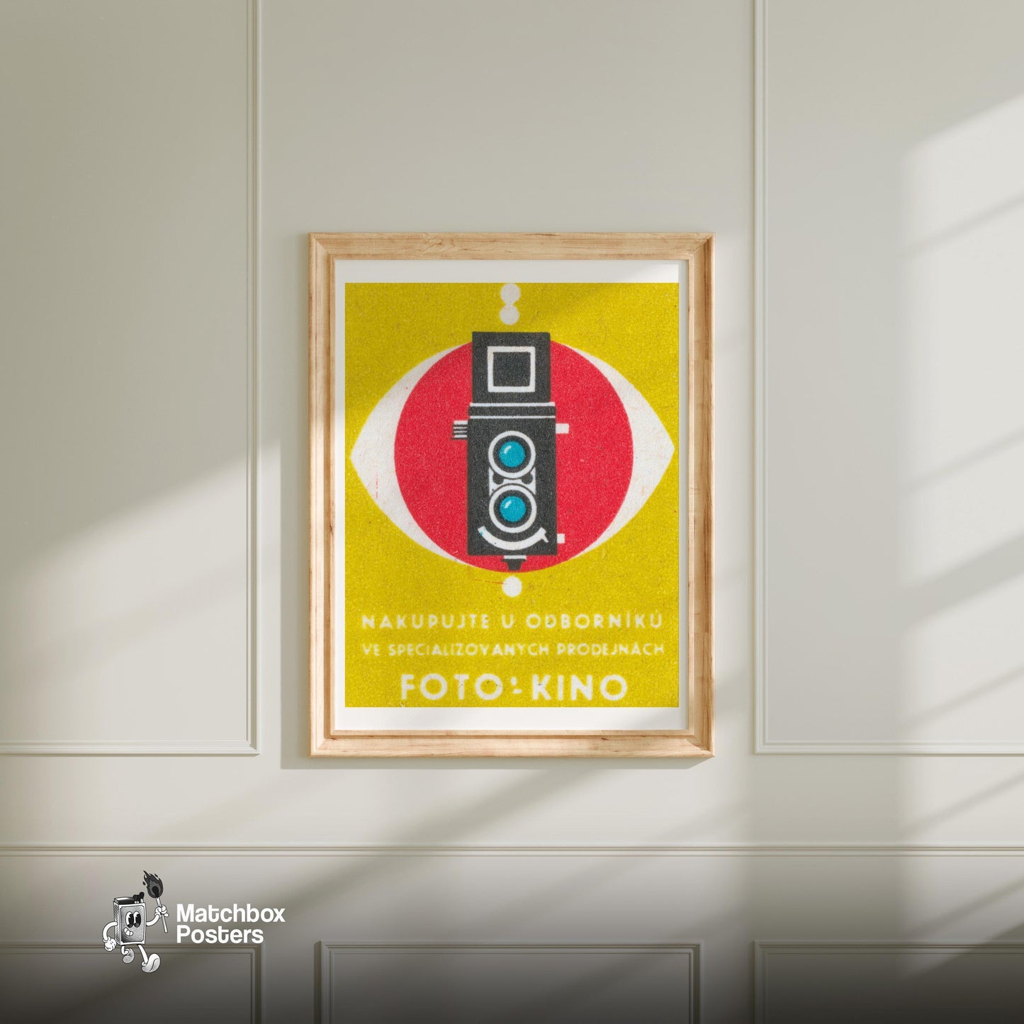 Vintage Camera Store Advertizement - vintage matchbox label print - bedroom mockup