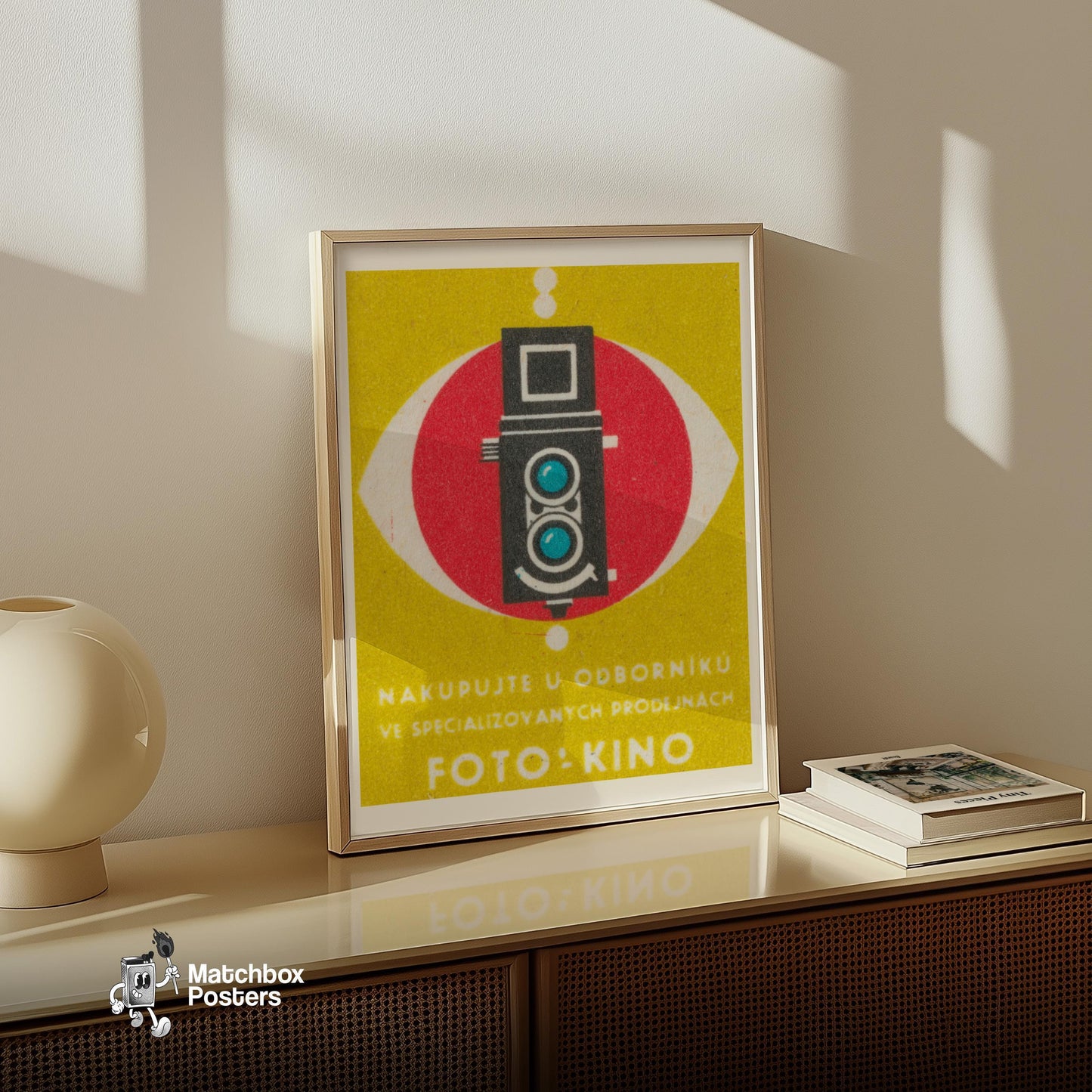 Vintage Camera Store Advertizement - vintage matchbox label print - size comparison