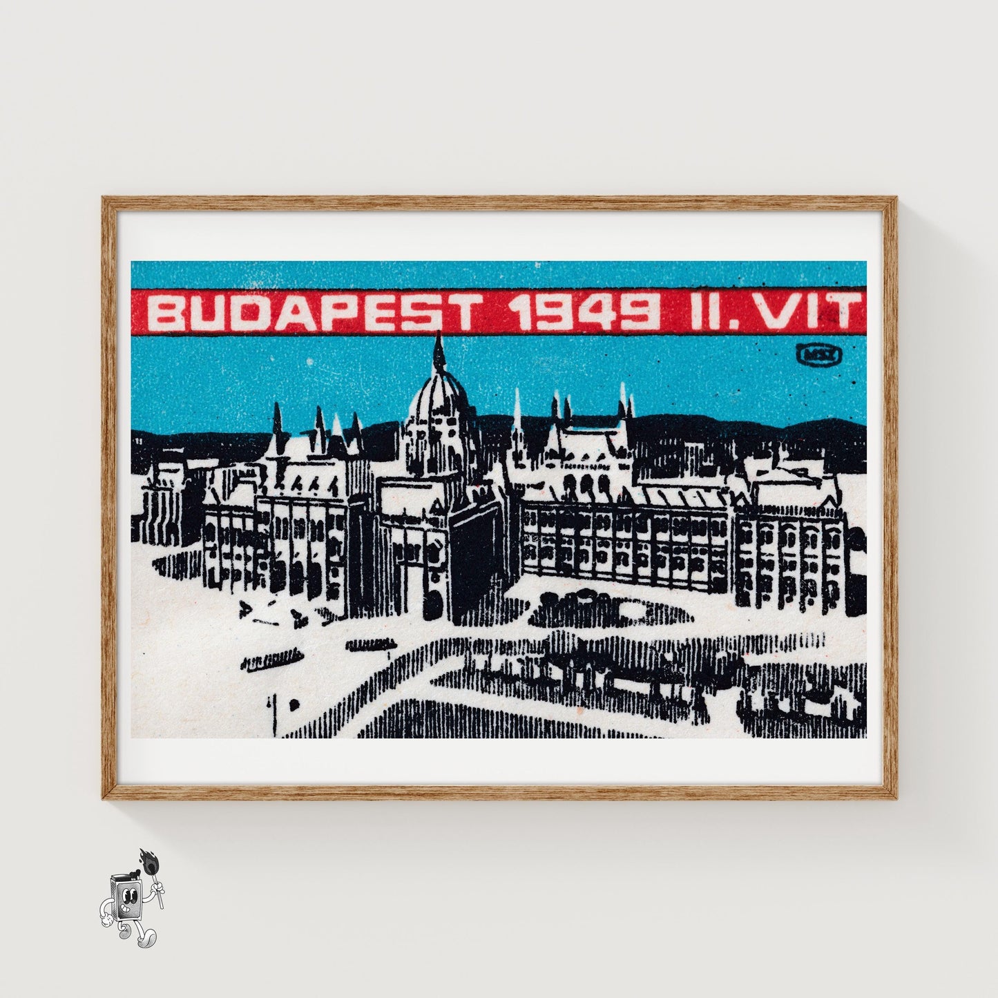 Budapest 1949 - vintage matchbox label print