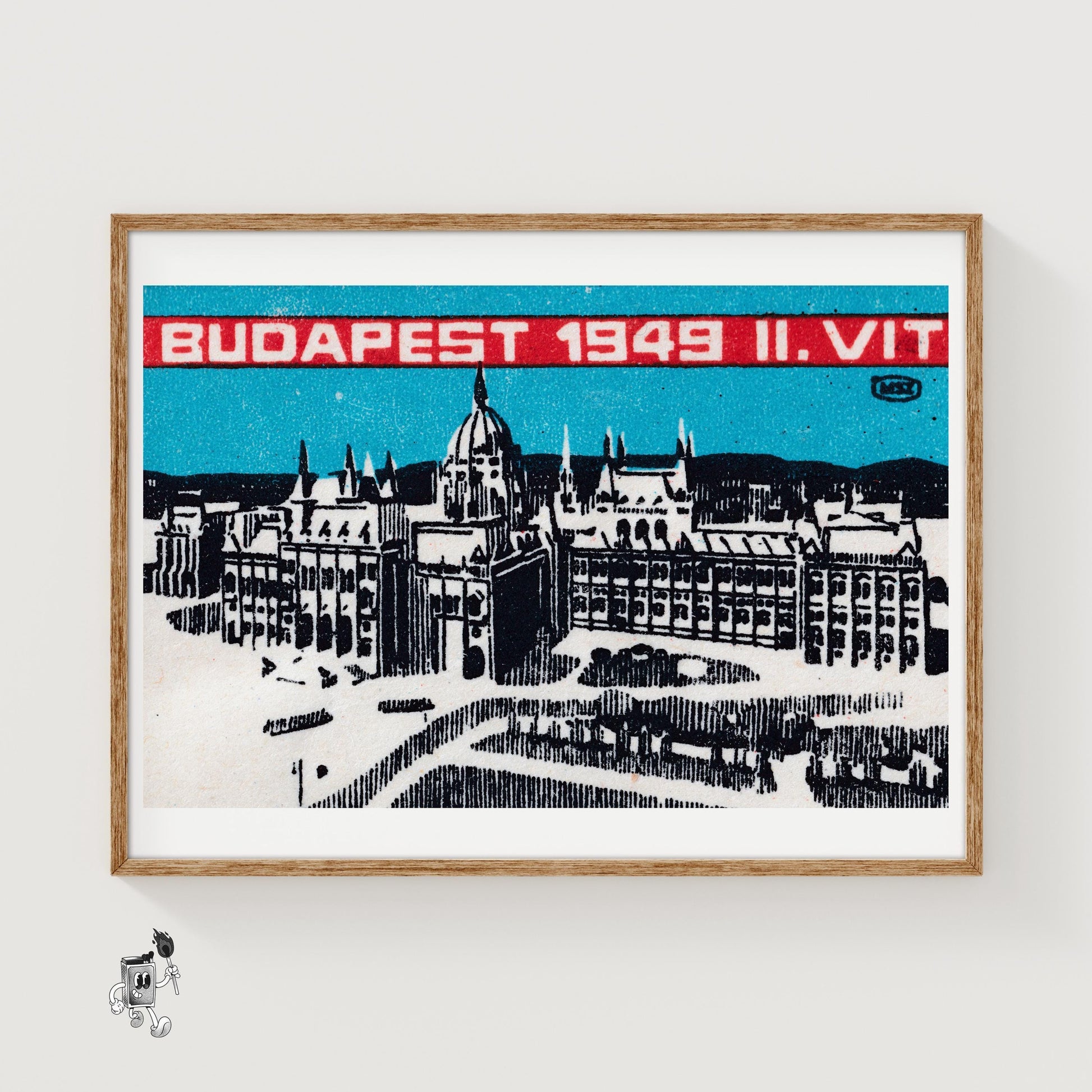 Budapest 1949 - vintage matchbox label print