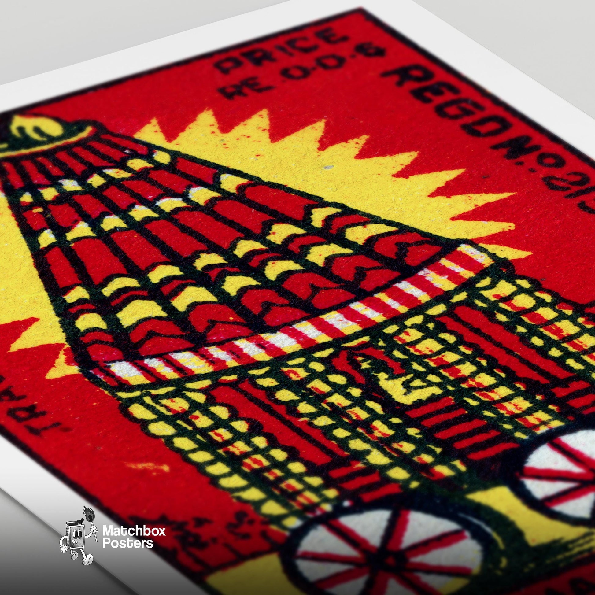Red Chariot - vintage matchbox label print - close-up detail