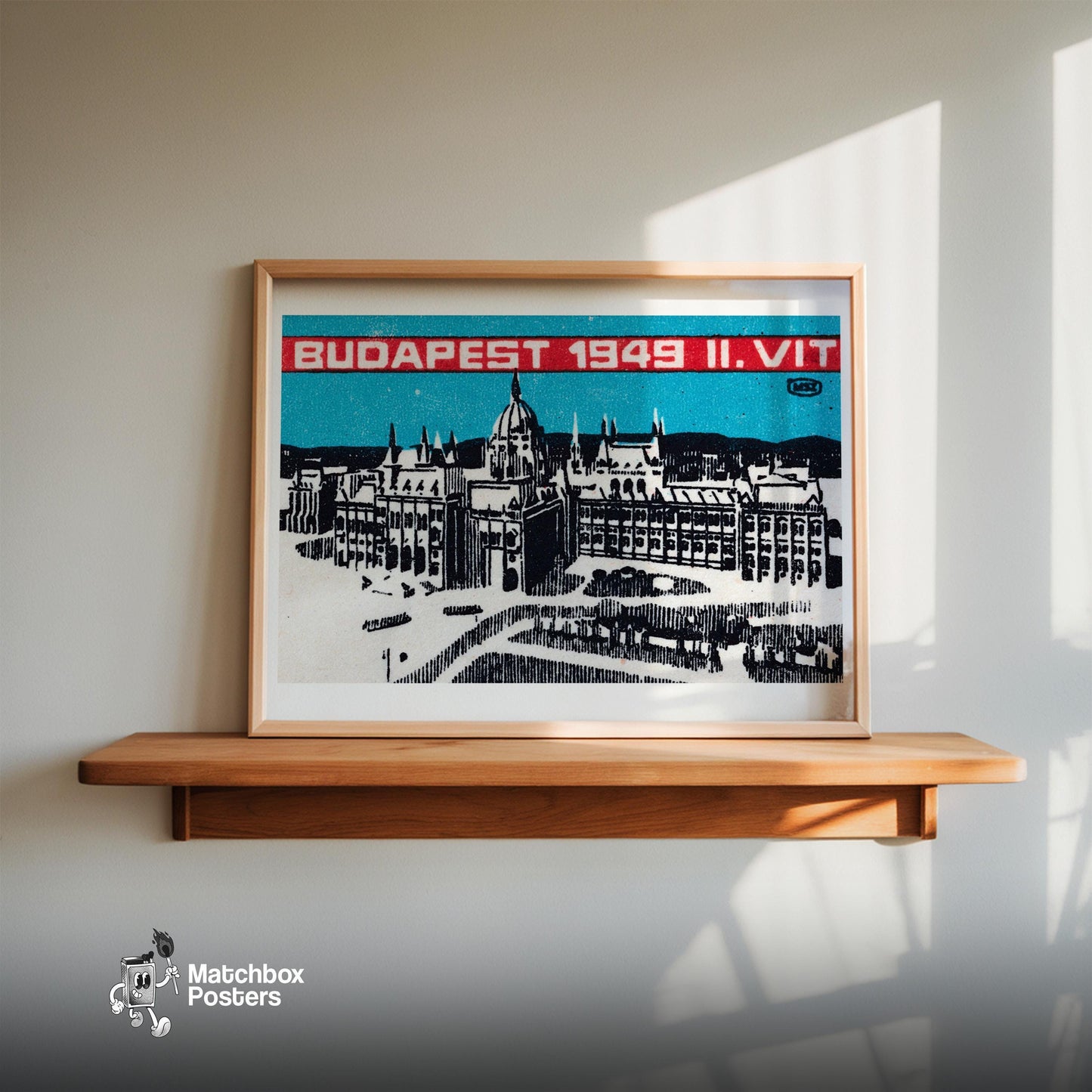 Budapest 1949 - vintage matchbox label print - size comparison