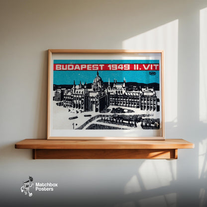 Budapest 1949 - vintage matchbox label print - size comparison