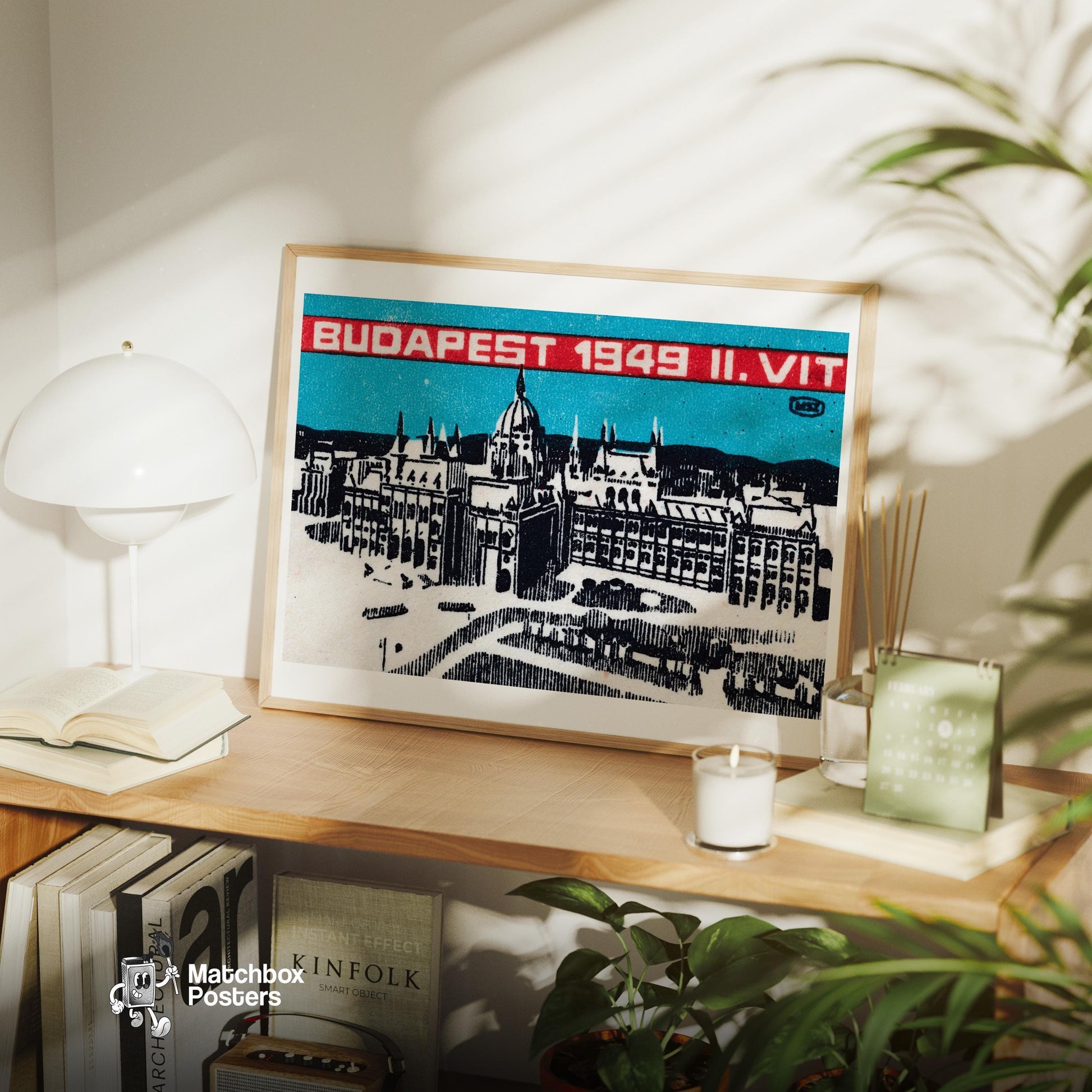 Budapest 1949 - vintage matchbox label print - office wall