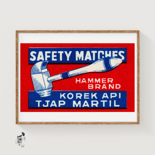 Hammer Brand - vintage matchbox label print