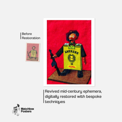 Cigarette Soldier - vintage matchbox label print - framed wall art preview