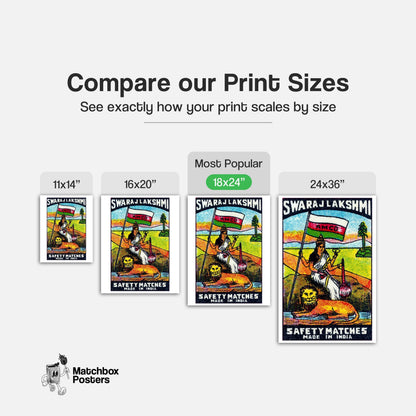 Indian Goddess and Lion - vintage matchbox label print - gallery wall preview