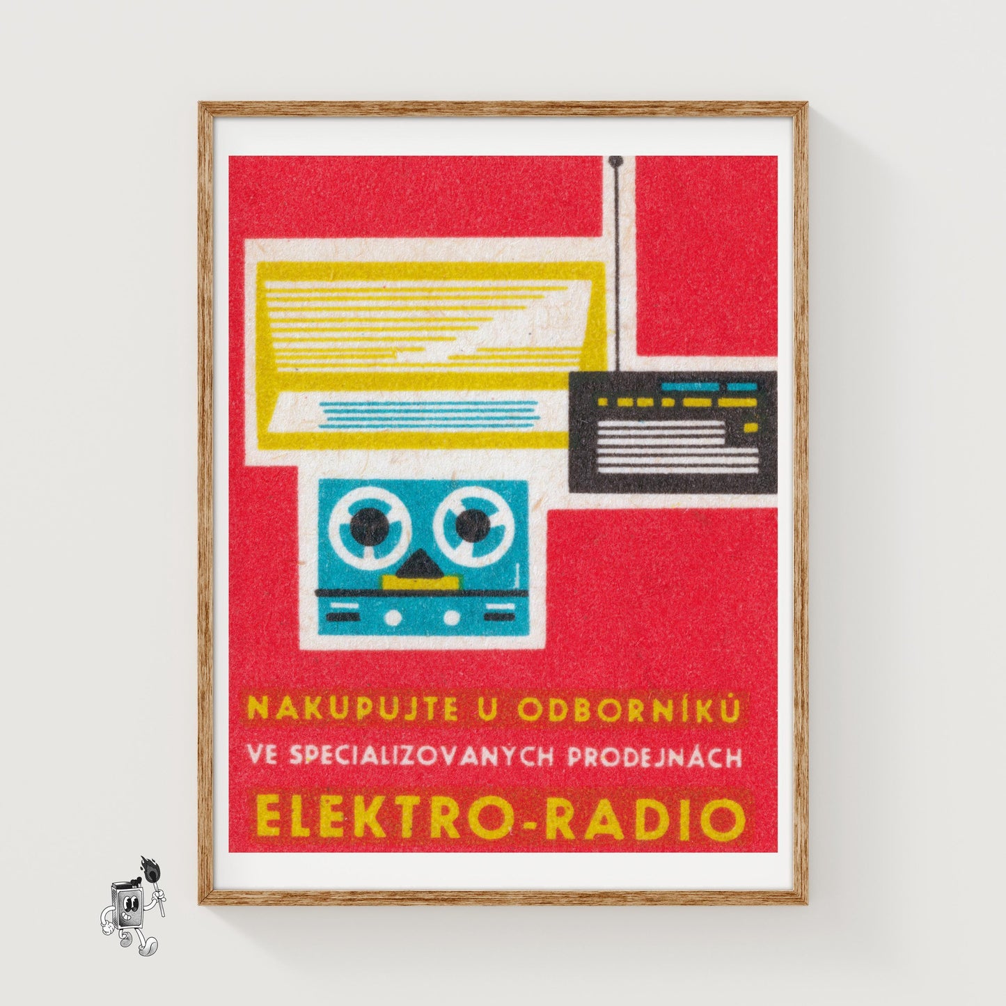 Stylized Illustration Of A Radio - vintage matchbox label print