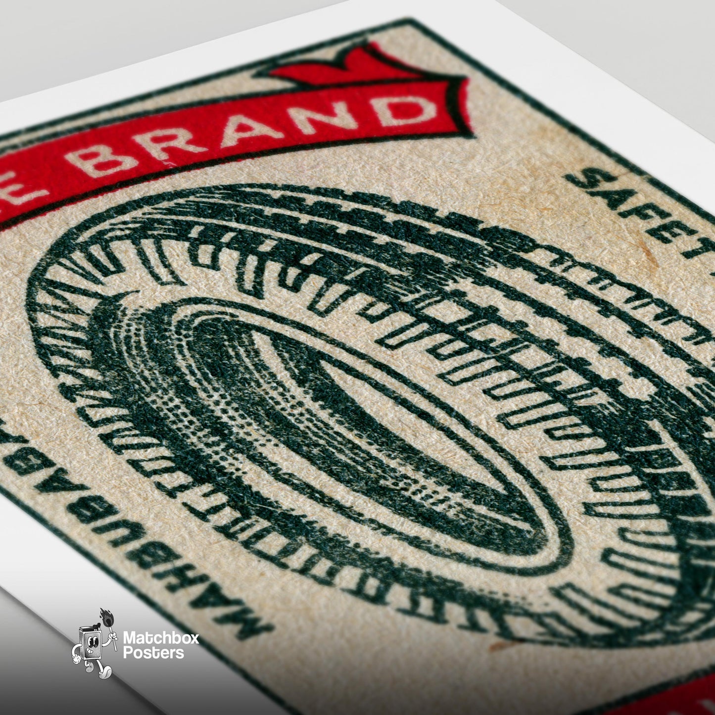 Illustration Of A Tire - vintage matchbox label print - close-up detail