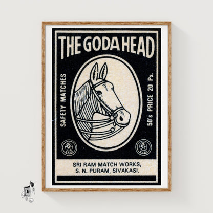 Horse Head - vintage matchbox label print