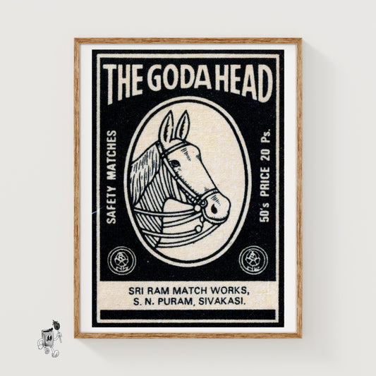 Horse Head - vintage matchbox label print