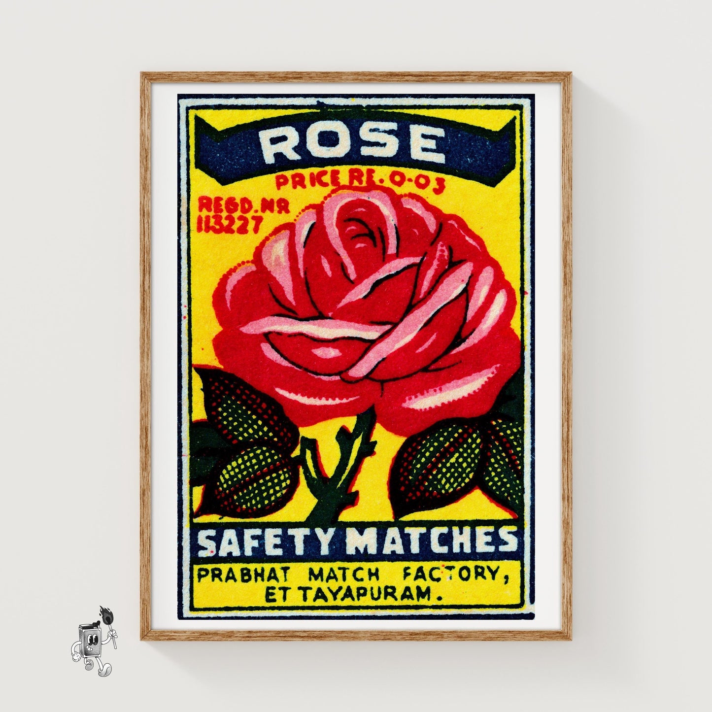 Red Rose - vintage matchbox label print