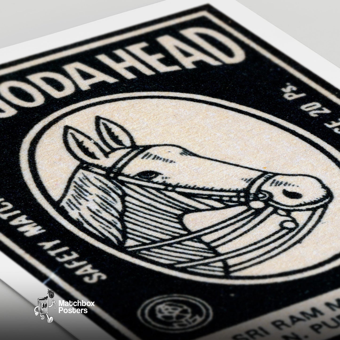 Horse Head - vintage matchbox label print - close-up detail