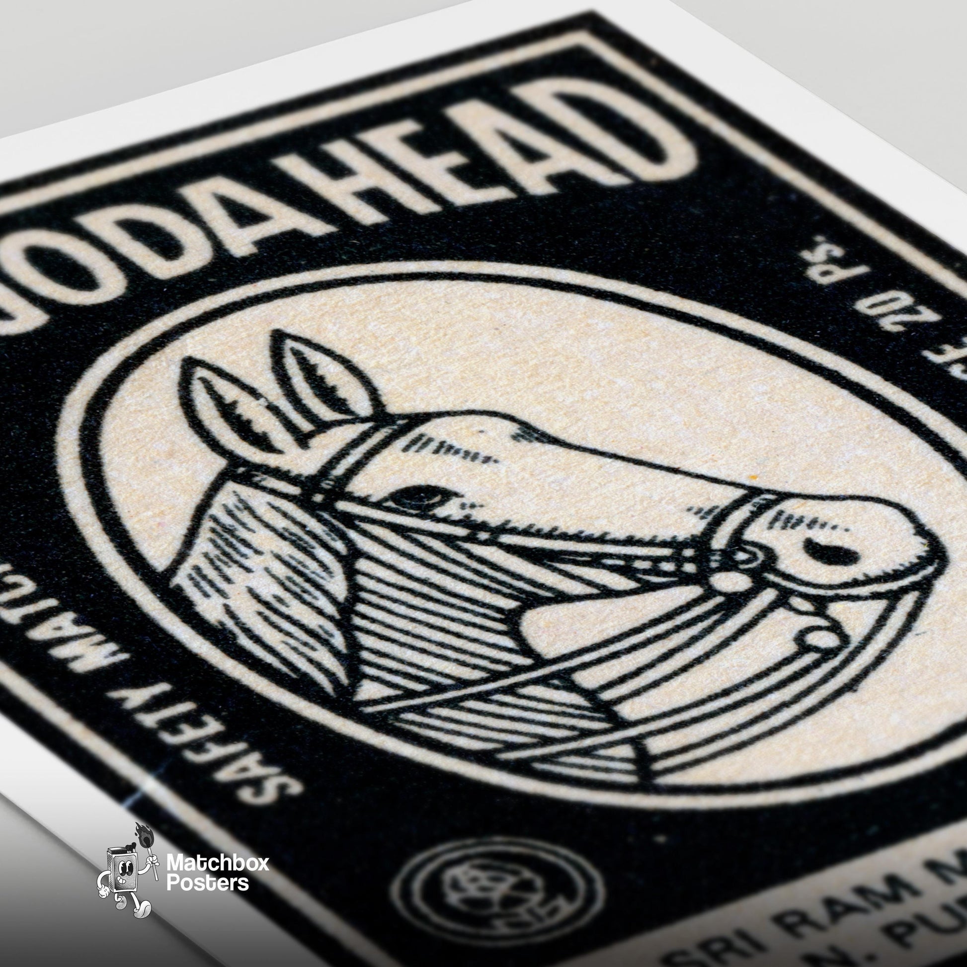 Horse Head - vintage matchbox label print - close-up detail
