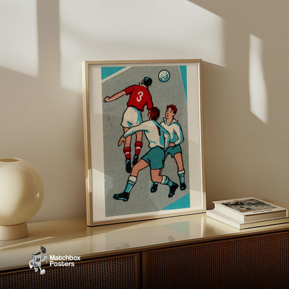 Football Header - vintage matchbox label print - size comparison