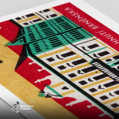 Museum of the Workers Movement BRNO - vintage matchbox label print - close-up detail