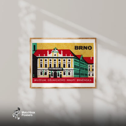 Museum of the Workers Movement BRNO - vintage matchbox label print - bedroom mockup