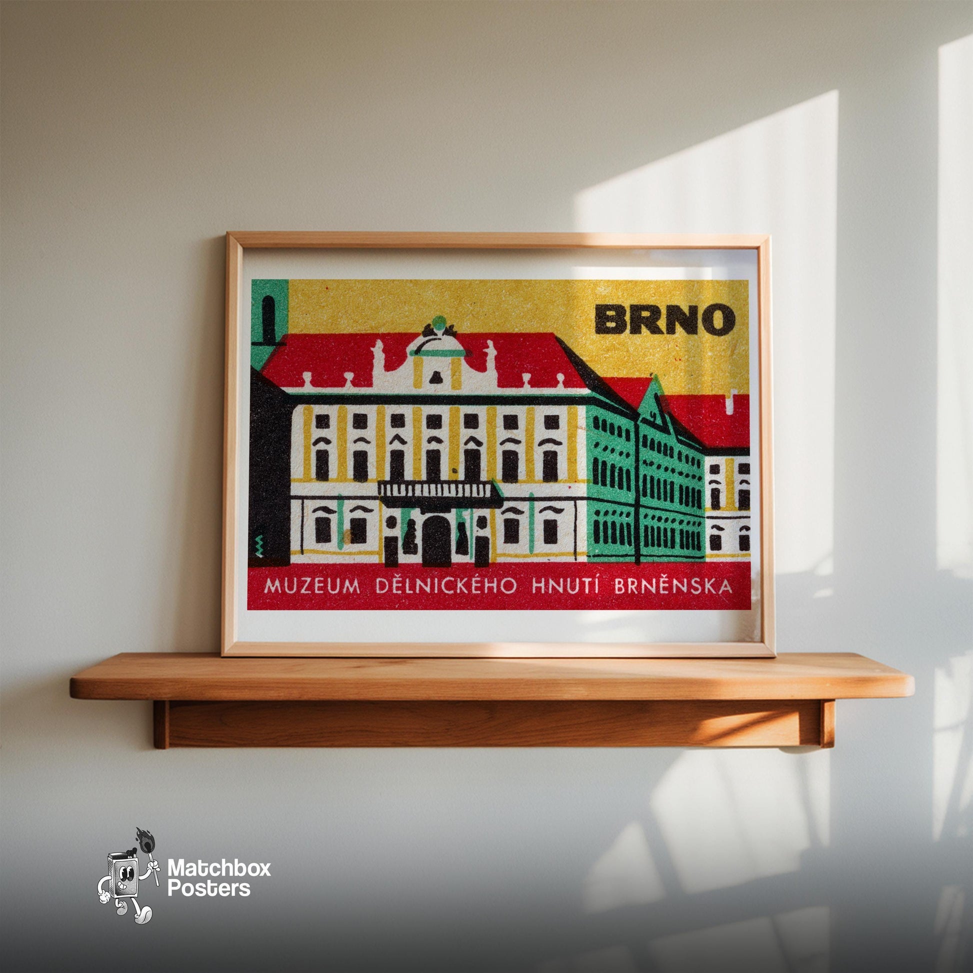 Museum of the Workers Movement BRNO - vintage matchbox label print - size comparison