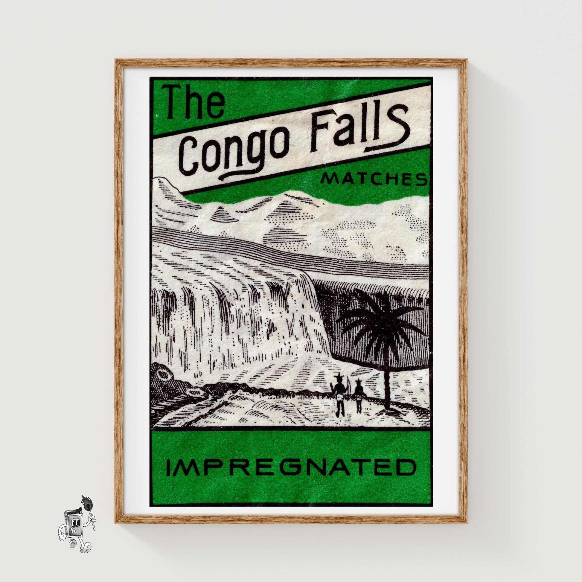 Congo Waterfalls - vintage matchbox label print