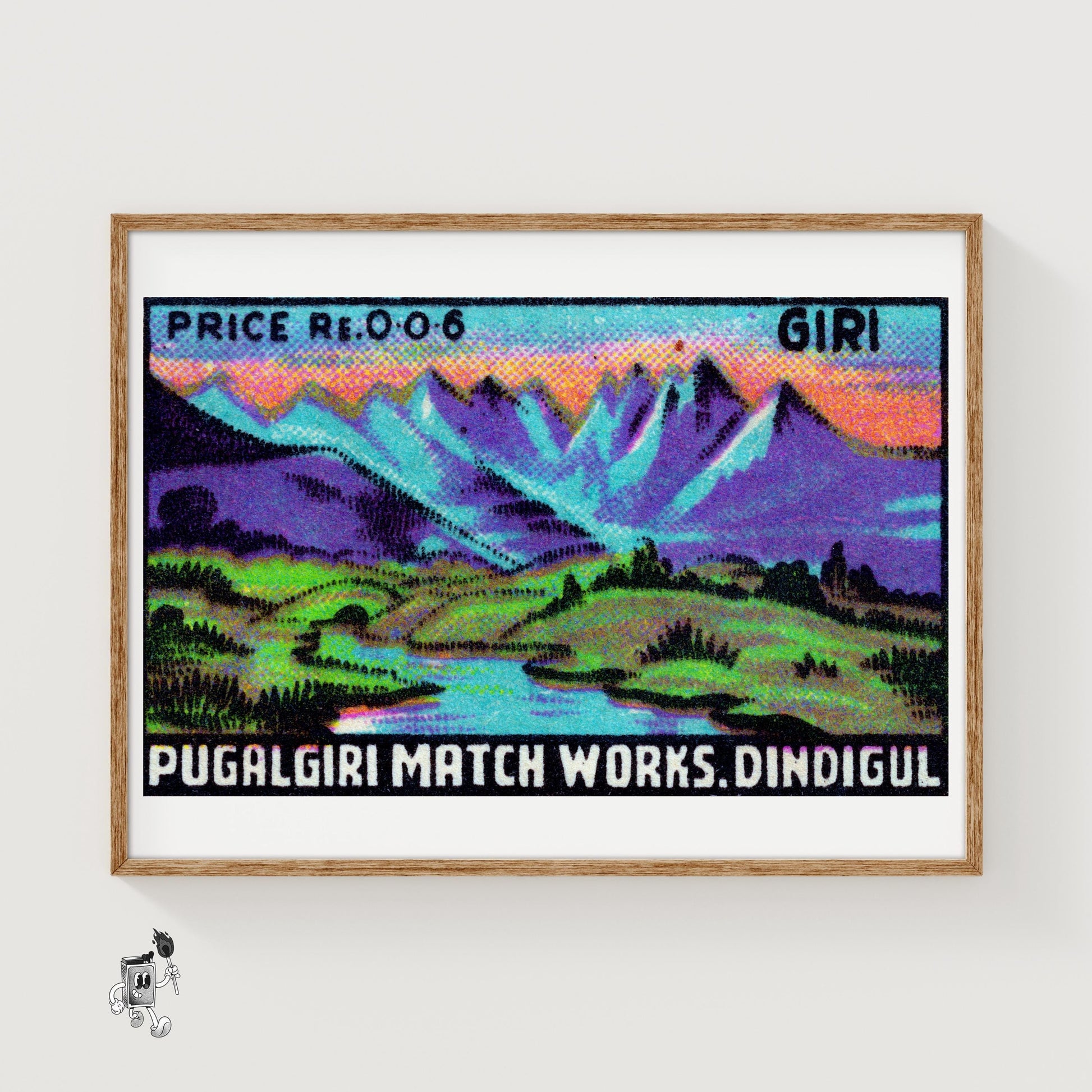 Indian Mountain Ranges - vintage matchbox label print