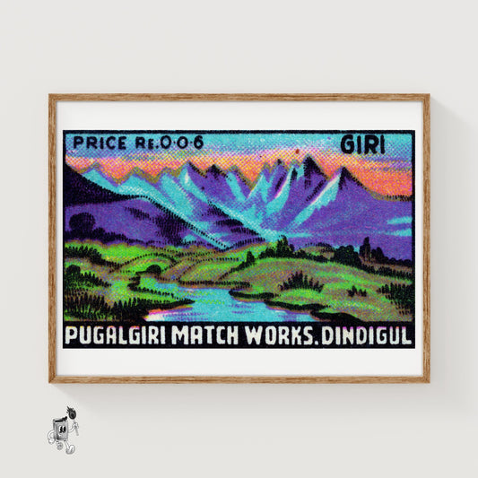 Indian Mountain Ranges - vintage matchbox label print