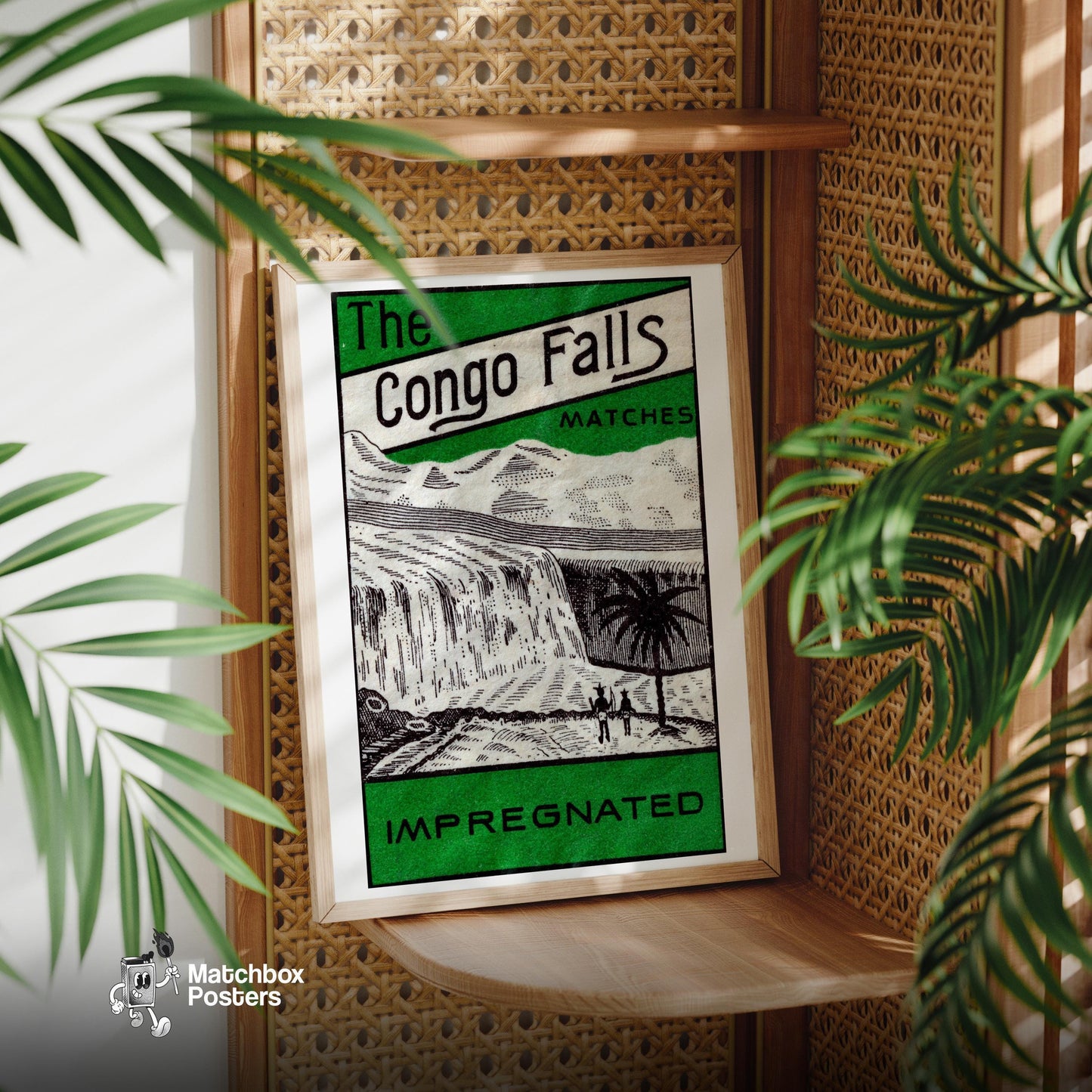 Congo Waterfalls - vintage matchbox label print - office wall