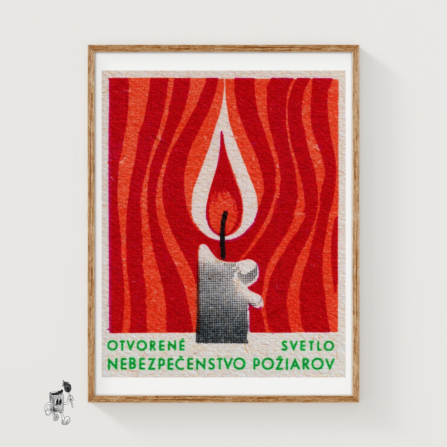 Flame - vintage matchbox label print