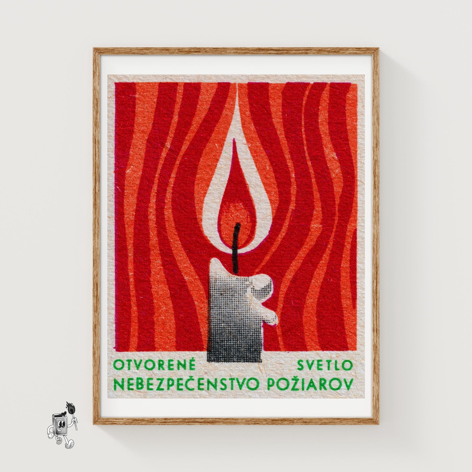 Flame - vintage matchbox label print