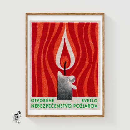 Flame - vintage matchbox label print
