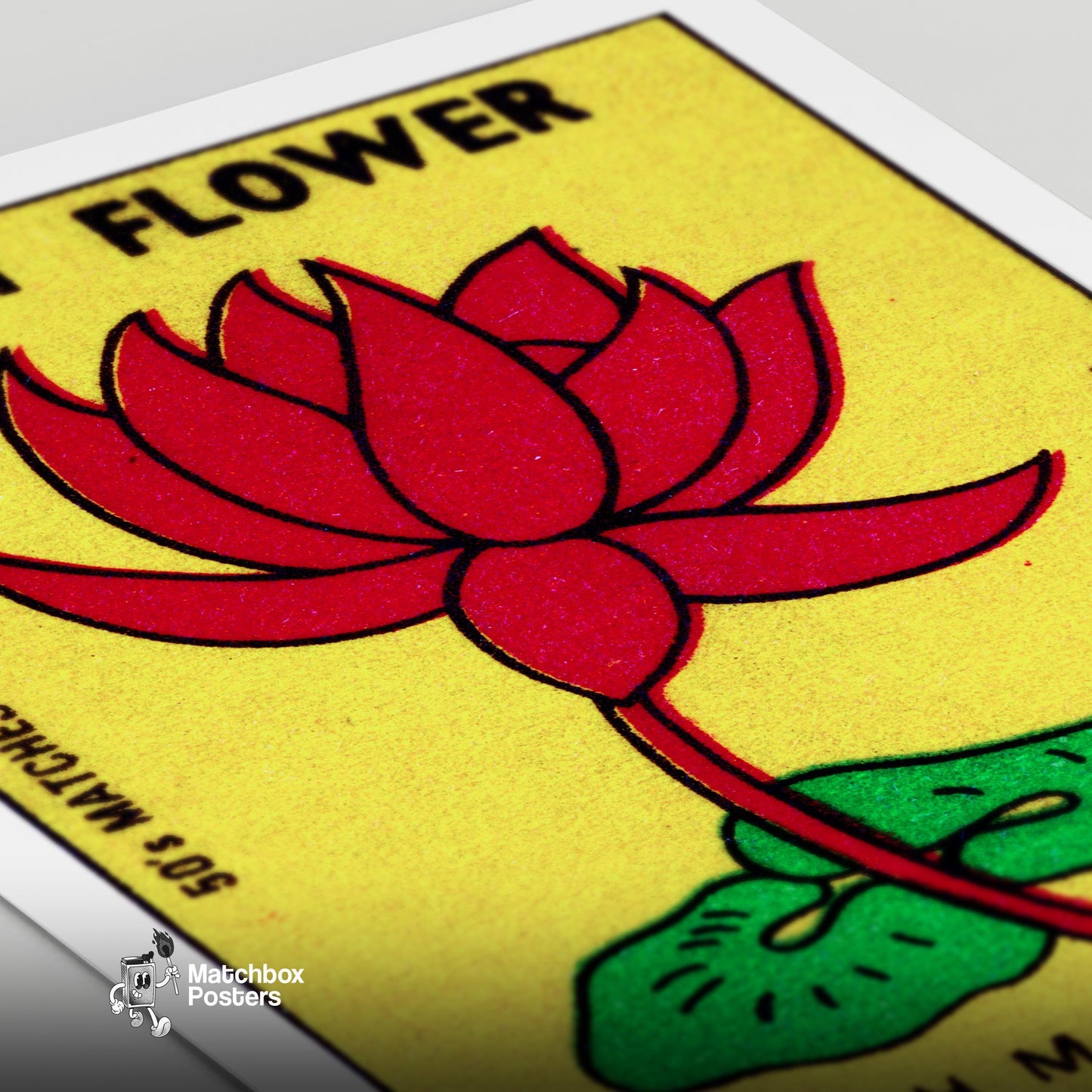 Red Lily Flower - vintage matchbox label print - close-up detail