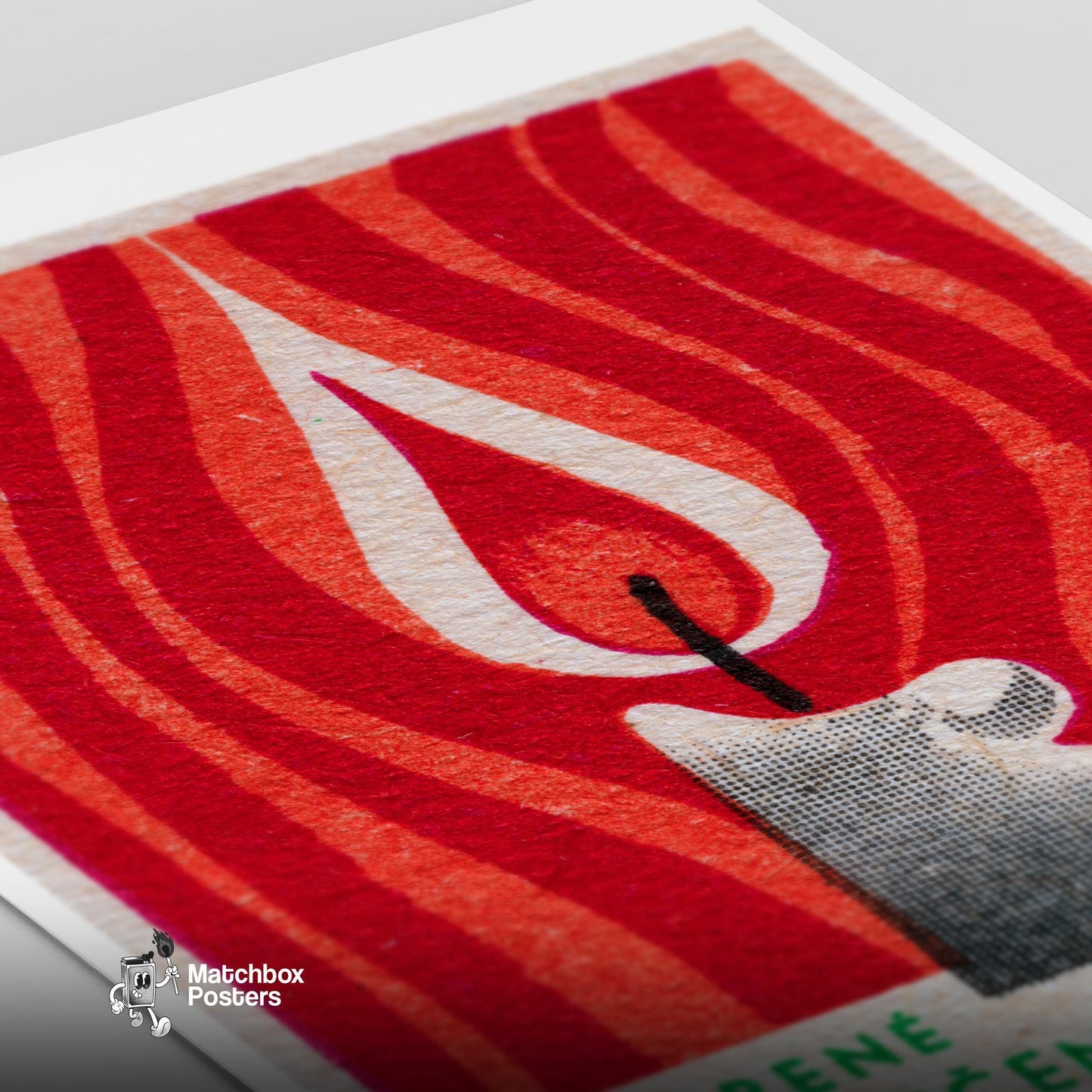Flame - vintage matchbox label print - close-up detail
