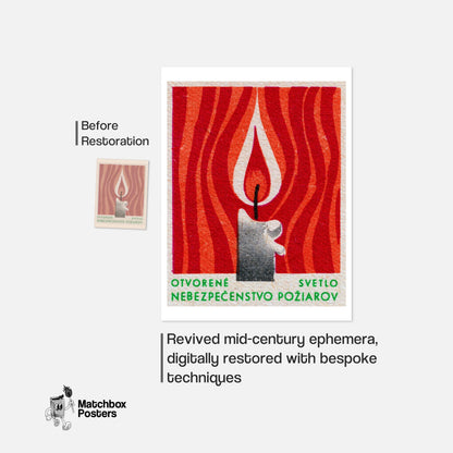 Flame - vintage matchbox label print - framed wall art preview