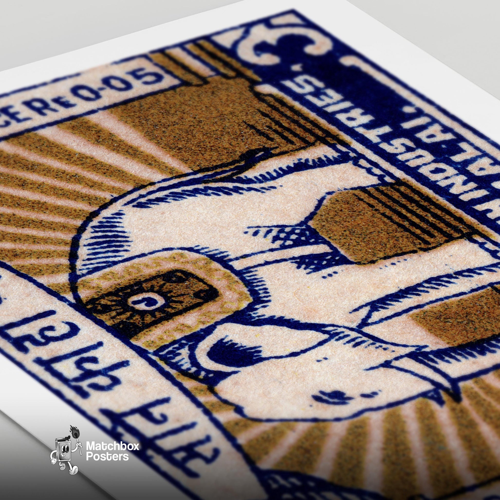 White Elephant - vintage matchbox label print - close-up detail