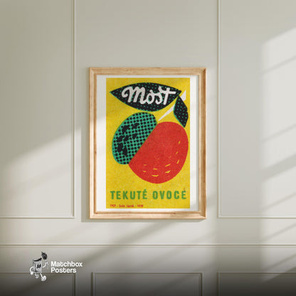 Fruit Juice - vintage matchbox label print - bedroom mockup